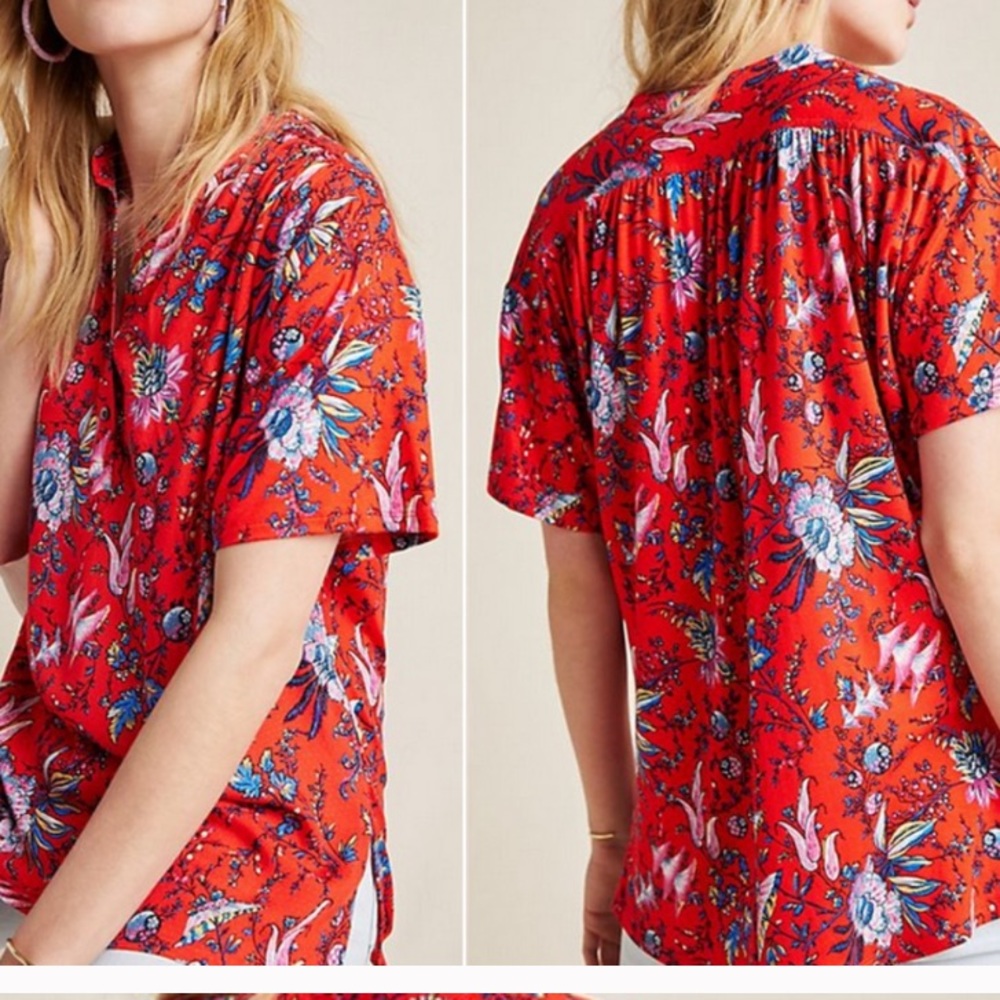 Anthropologie Maeve red blouse. Size M.
